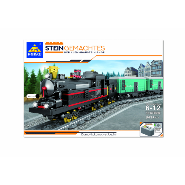 Kazi KY98226 Dampflokomotive mit Güterwaggons und Schienenkreis