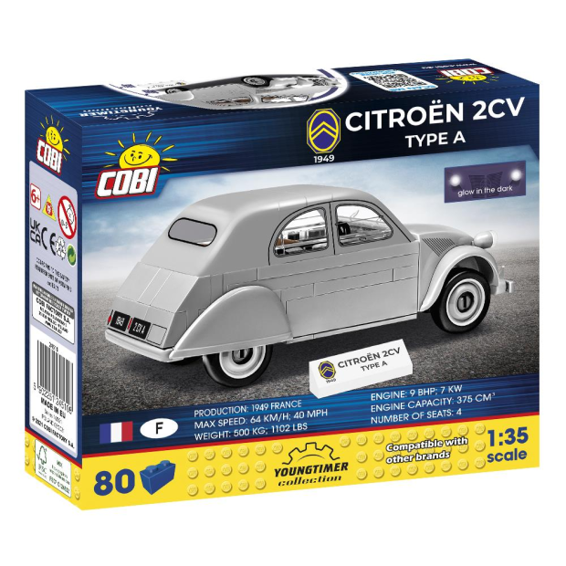 Cobi 24510 Citroen 2CV Type A 1929 (Youngtimer Collection) Pad printed- no Stickers