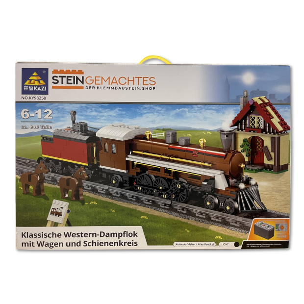 Kazi KY98250 Western-Dampflokomotive mit Tender und Schienenkreis