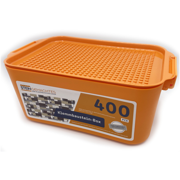 Kazi Klemmbaustein-Box mit 400 Plates in Braun - Sand - Grau - Transparent