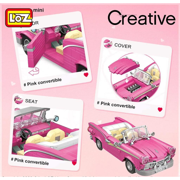 LOZ 1125 Pinkes Oldtimer Cabrio