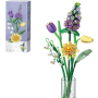 LOZ 1672 Blumen in Lila- & Gelbtönen: Veilchen, große Sterndolde, Tulpenknospe, Maiglöckchen, Tulpe