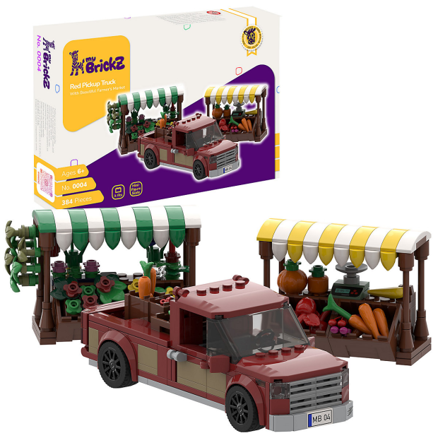 myBrickZ Pick Up Truck mit Marktständen