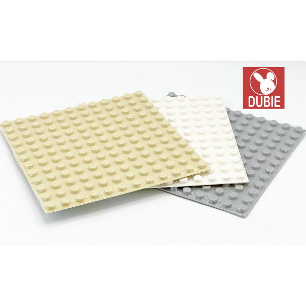 Dubie Baseplate Big Brick 12x12 große Noppen Hellgrau